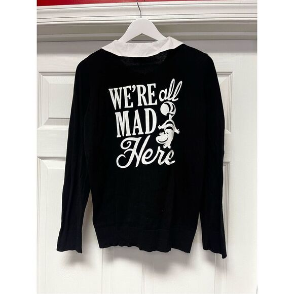 Disney Peter Pan Collar We Are All Mad Here Alice In Wonderland Cardigan Sweater - Picture 5 of 6